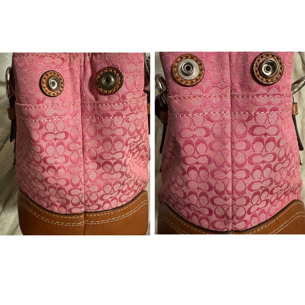 RaRE Vintage Coach Soho Bag in Pink Signature Canvas & Tan Leather | F10927 - Picture 10 of 17